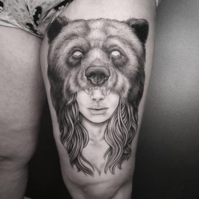 #nature #tattoo #artelysior #tpartcollective #hyvinkää #bear #woman #luonto #luontotatuointi #tatuointi